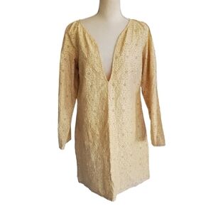 Tommy Bahama Cream Plunge Eyelet Lace Dress